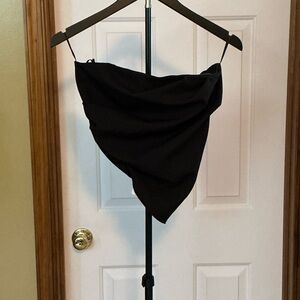 Black Draped Asymmetrical Top